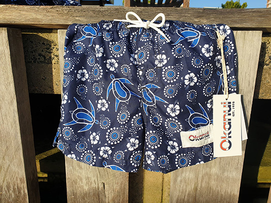 Kids Blue Okanui Dry Fit Shorts – Junior Indigenous Marine and ...